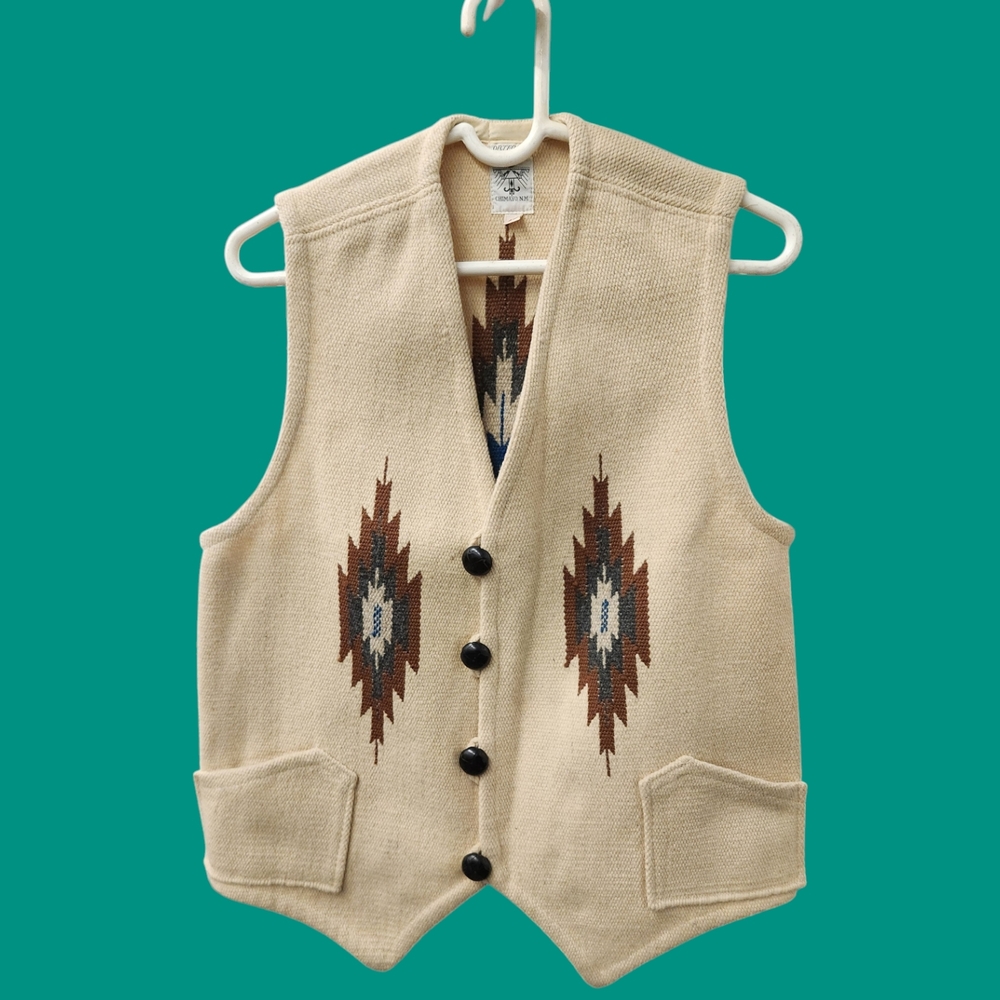 Vintage 60's Ortega's Handwoven Southwestern Style Button-Up Vest